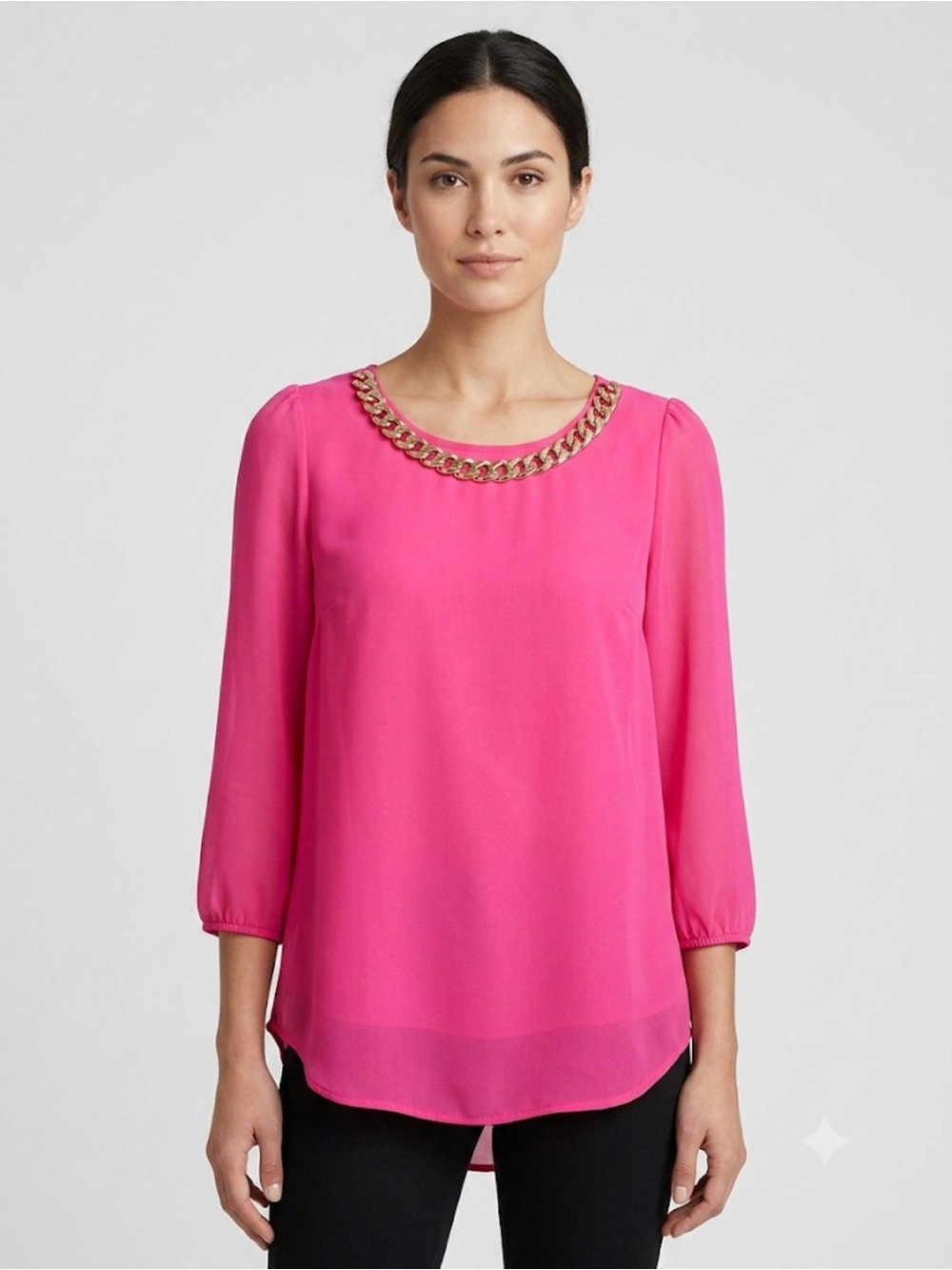 a'gaci Hot Pink Chain-Neck Blouse